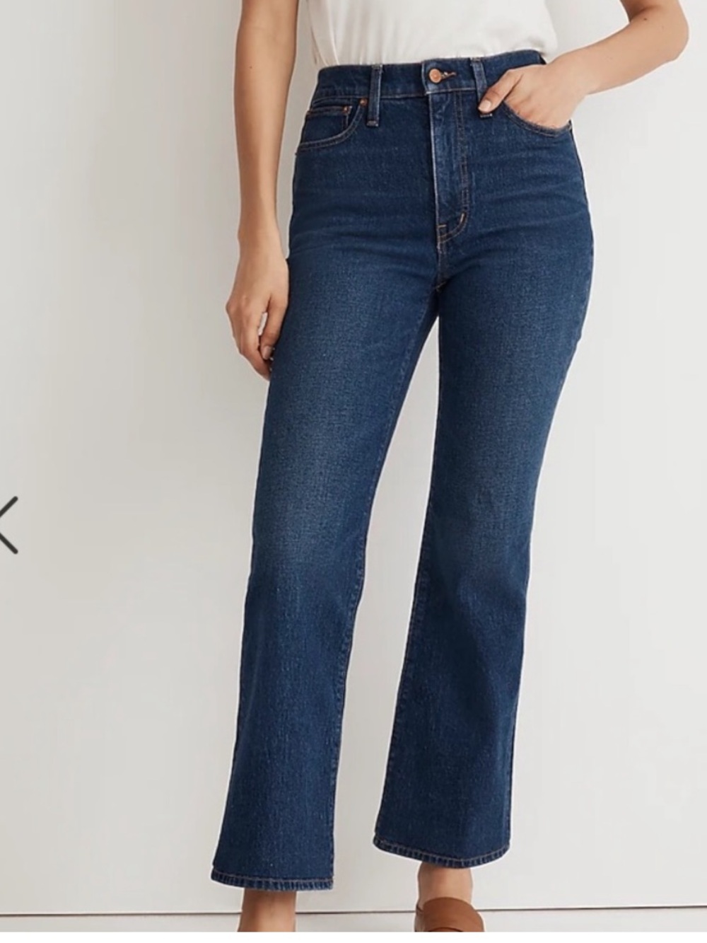 Madewell Slim Demi Boot Jeans Medium Wash High Rise Crop Flare Denim Size 26